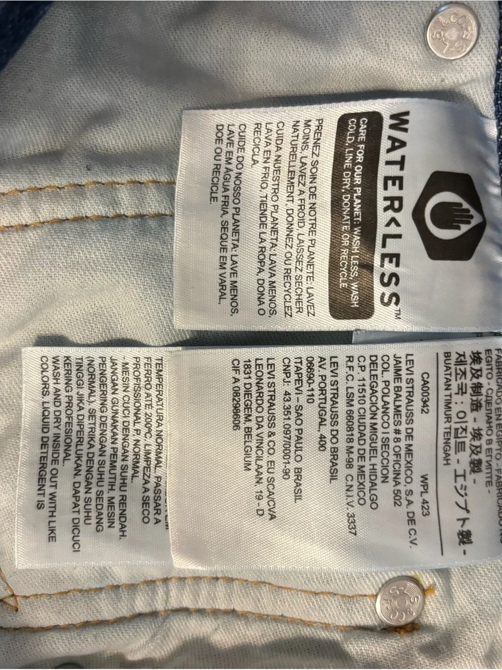 Levi's blue denim jean shorts 526 with tan leather patch